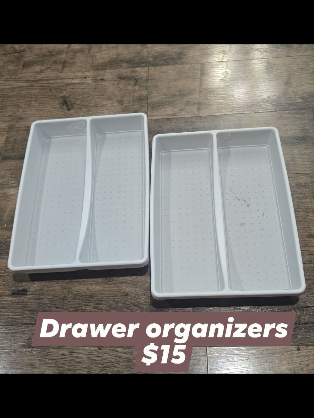 Source Unknown White Plastic Drawer Organizers - Set of 2